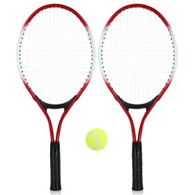 1pair Tennis Rackets With 1pc Tennis Ball & 1pc Bag; For Outdoor Sports; Tennis Playing; Friends And Family Entertainment (Color: Red)