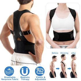 Unisex Posture Corrector Support Magnetic Lumbar Back Posture Support Belt Adjustable Upper Back Braces Clavicle Shoulder Brace Belt Pain Relief (size: S)